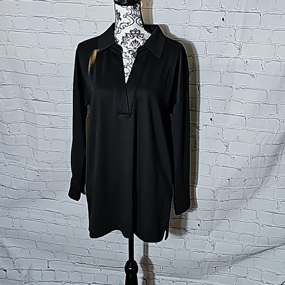 Soft surroundings black tunic shirt sz medium new WT69